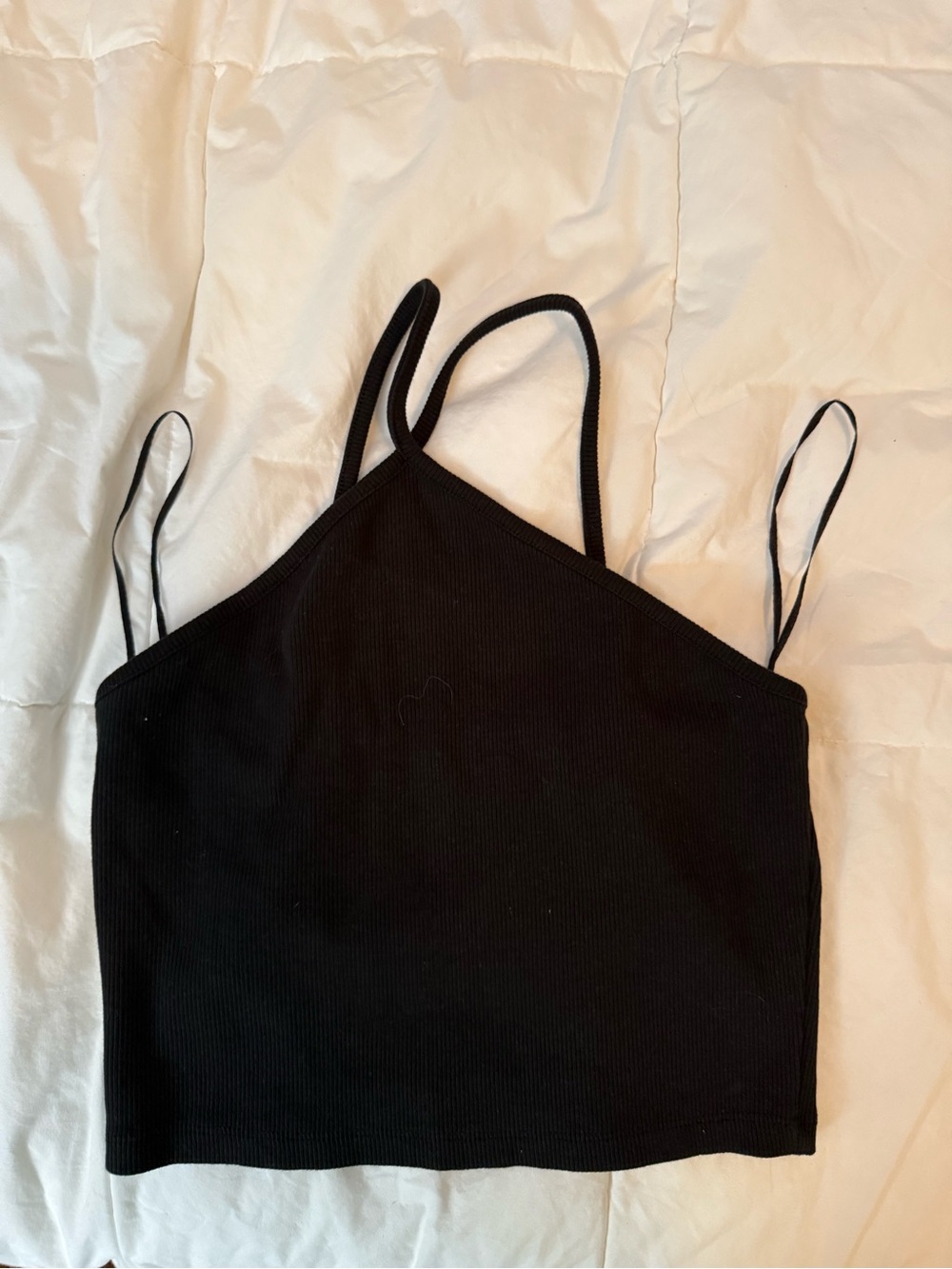 Zara Black Asymmetric Double-Strap Crop Top